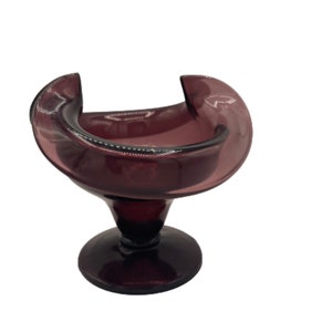 Cambridge Amethyst Purple Pinch Pedestal Bowl | 5&quot; x 5.5&quot; | Vintage