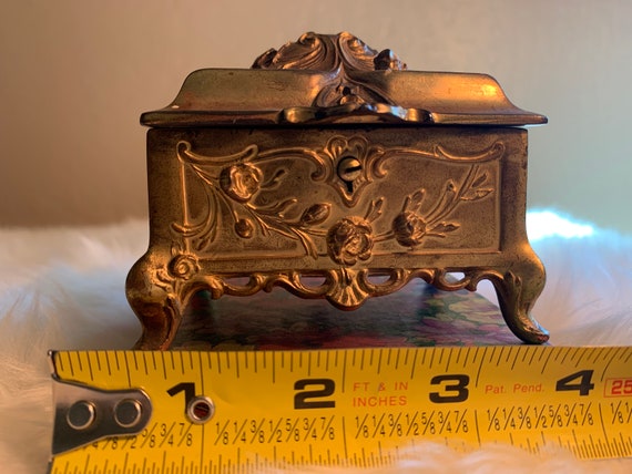 Gold Ornate Art Nouveaux Jewelry Box/Trinket Box/… - image 5