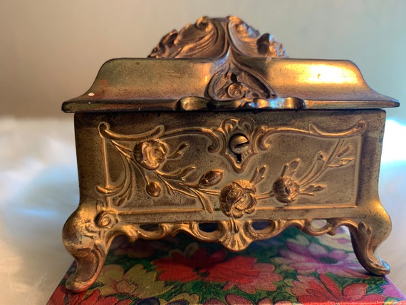 Gold Ornate Art Nouveaux Jewelry Box/Trinket Box/… - image 1