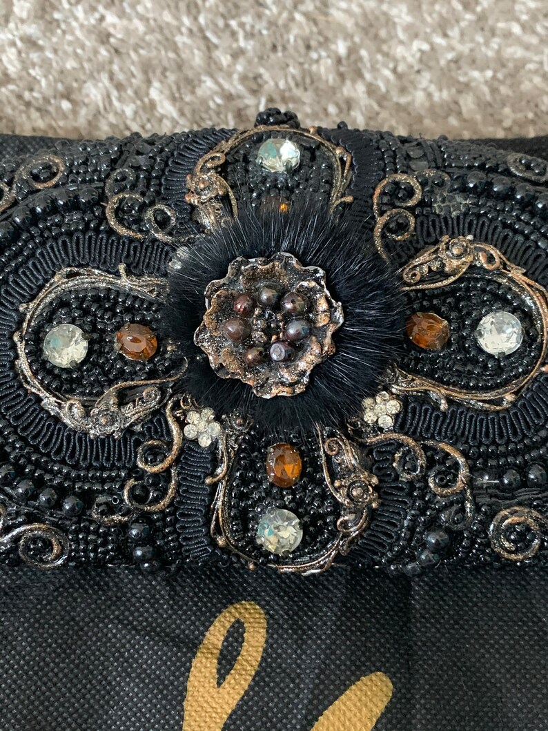 Mary Frances Black Evening Clutch Purse Embellished Tassel - Etsy