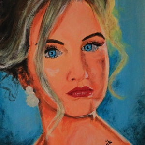 Pintura acrílica original / Chica con el esmalte
