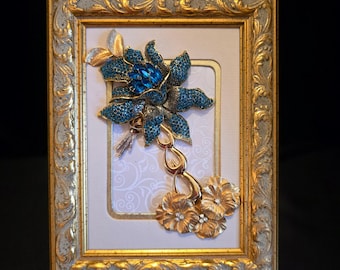 Hand Crafted Framed Jewelry Art 7.5"W x 9.5"H