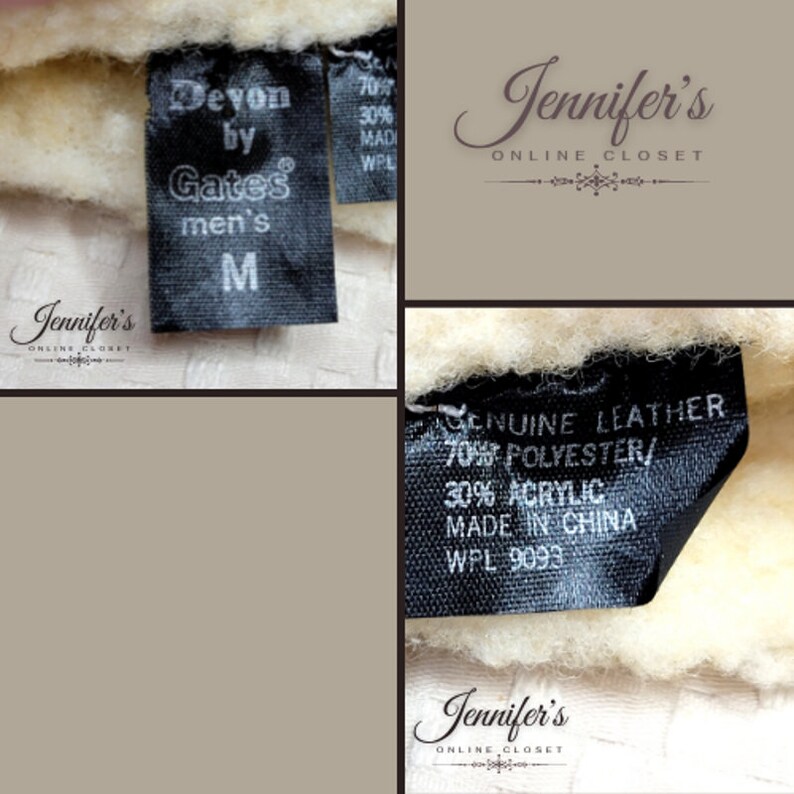 May include: Black and white label with the text "Devon by Gates men's M" and "GENUINE LEATHER 70% POLYESTER/ 30% ACRYLIC MADE IN CHINA WPL 9093".