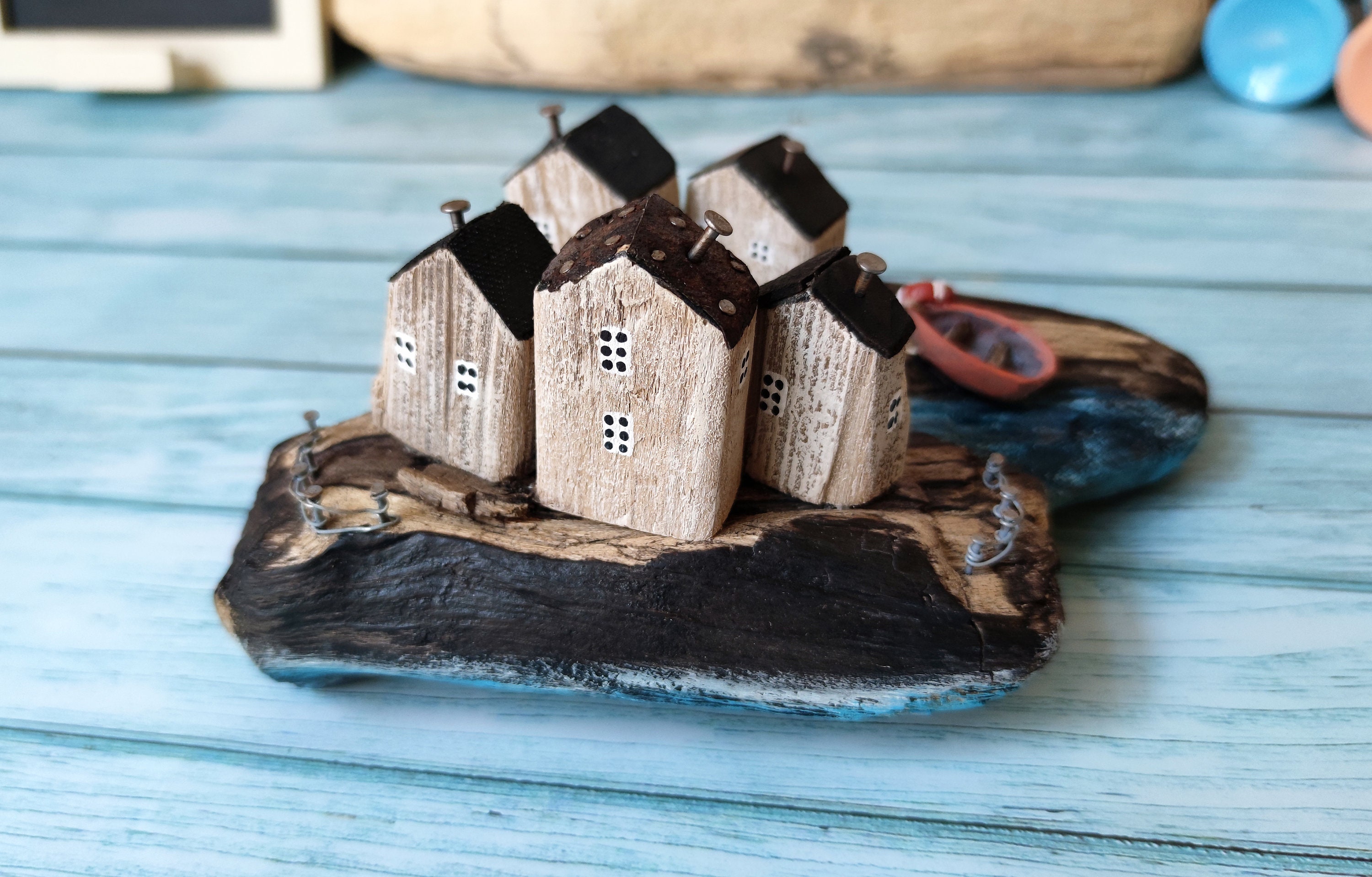 Treibholz Dorf und Fluss Küstenstadt Home Office Dekor | Etsy