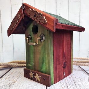Classic Wooden Birdhouse for Small Birds |  Bird Feeder |  Garden Decoration | Handcrafted Nesting Bird Box