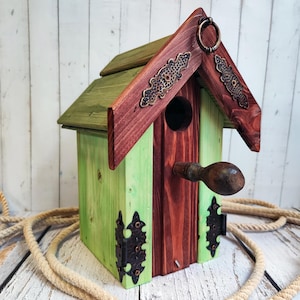 Rustic Wooden Birdhouse for Small Birds |  Bird Feeder |  Garden Decoration | Handcrafted Nesting Bird Box