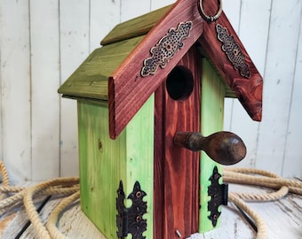 Rustic Wooden Birdhouse for Small Birds |  Bird Feeder |  Garden Decoration | Handcrafted Nesting Bird Box