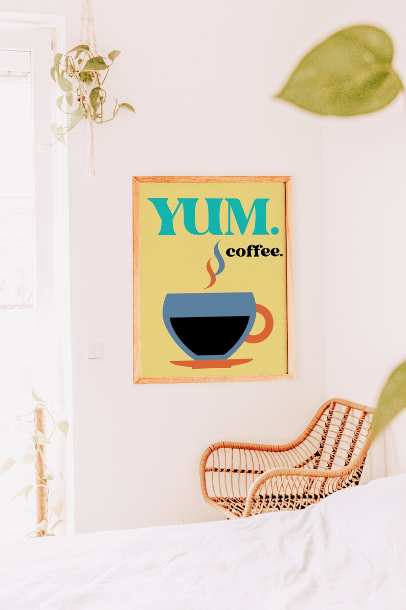 Coffee Wall Art, Yum Coffee, Kitchen Wall Decor, Poster for Office and