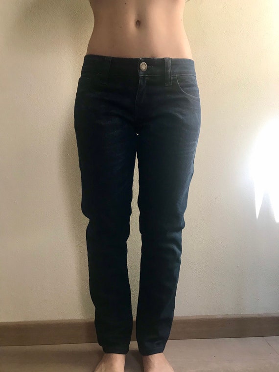 Jean Paul Gaultier blue jeans.