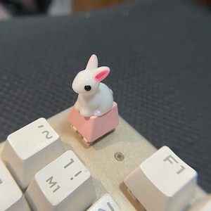 Cute rabbit keycaps of Cherry MX mechanical keyboard, handmade custom keycaps, interesting gifts for gamers