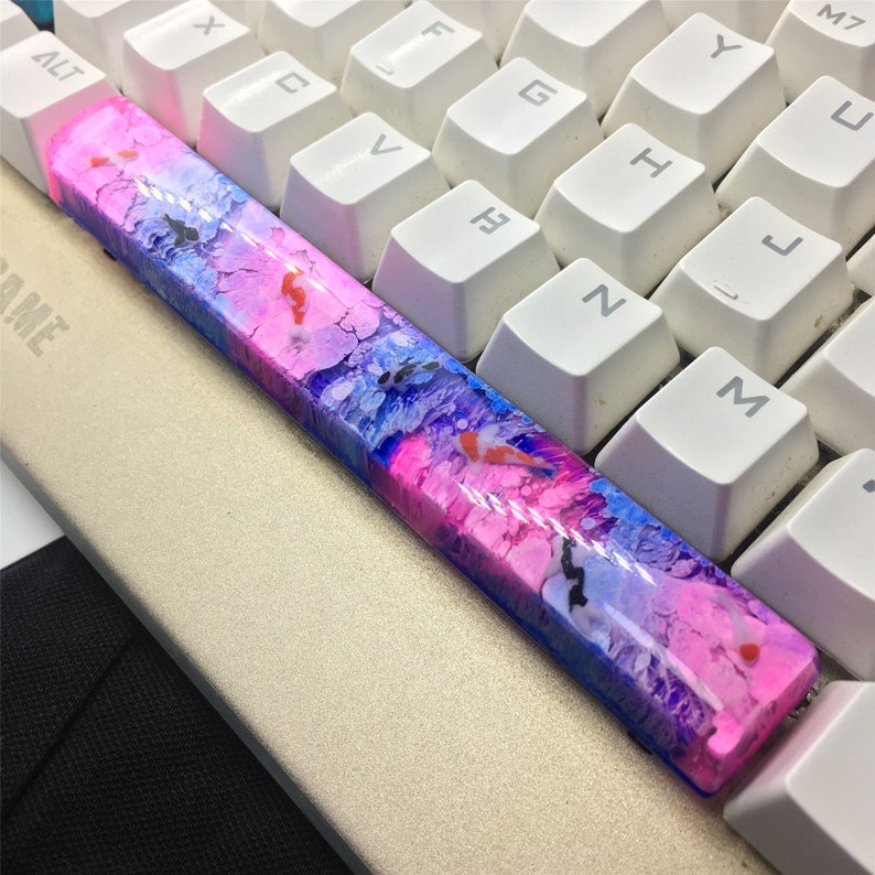 NEW keycap spacebar Keycap Pink Keycap Handmade Resin Keycap Artisan carp Keycaps Gift for boy OEM for Cherry MX Keyboard spacebar (6.25u)