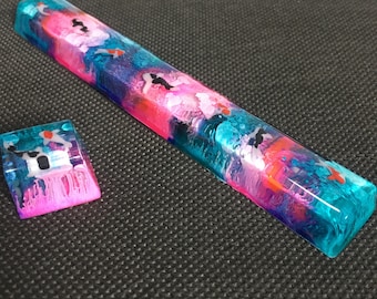 NEW keycap Spacebar Keycap And R4 Keycap Handmade Resin Keycap Artisan carp Keycaps Gift for boy   Cherry MX Keyboard Koi Fish Resin Keycap