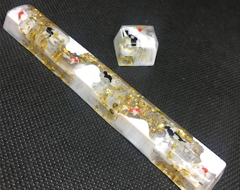 White keyboard Spacebar Keycap And R4 Keycap Handmade Resin Keycap Artisan carp Keycaps Gift for boy OEM for Cherry MX Keyboard koi set