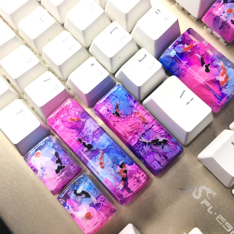 NEW keycap spacebar Keycap Pink Keycap Handmade Resin Keycap Artisan carp Keycaps Gift for boy OEM for Cherry MX Keyboard image 1