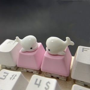 Cute whale keycaps of Cherry MX mechanical keyboard, handmade custom keycaps, interesting gifts for gamers
