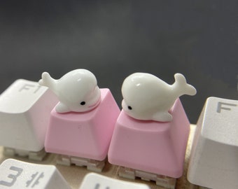 Cute whale keycaps of Cherry MX mechanical keyboard, handmade custom keycaps, interesting gifts for gamers