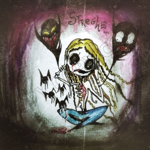 Stampa Rara Firmata e numerata Fine su cartoncino Rembrant - "Streghe" anno 2020 da colezione da dipinto horror art zombie gothic sketch