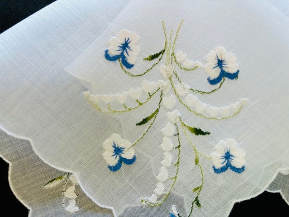Lilies of the Valley Hankie, Lovely Vintage Sheer… - image 4