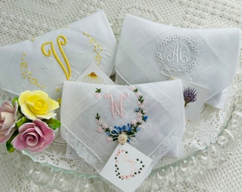 Elegant Initital Sachets Made From Vintage Hankies, Lavender Scented Monogramed Sachets, Mother's Day Gift, Shower Favor, Feminine Gift