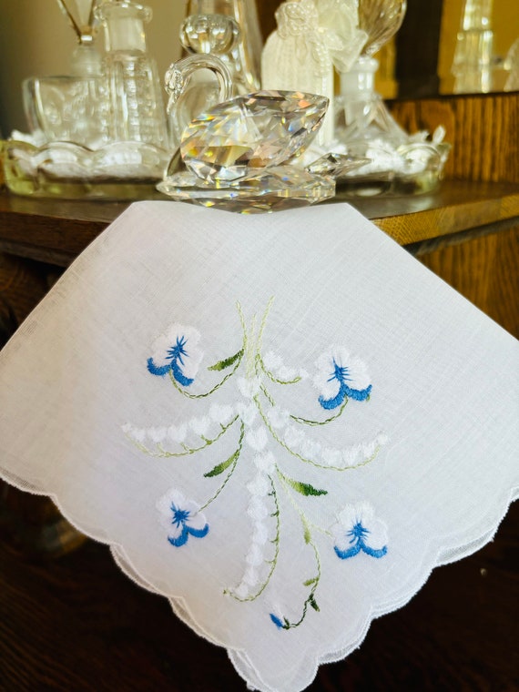 Lilies of the Valley Hankie, Lovely Vintage Sheer… - image 1