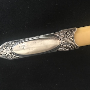 Antique Alpacca Silver Letter Opener: Celluloid Desk Accessory
