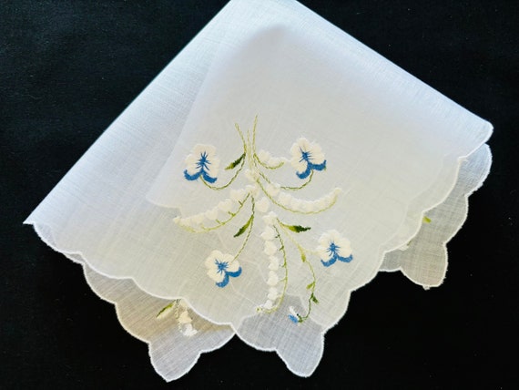 Lilies of the Valley Hankie, Lovely Vintage Sheer… - image 3