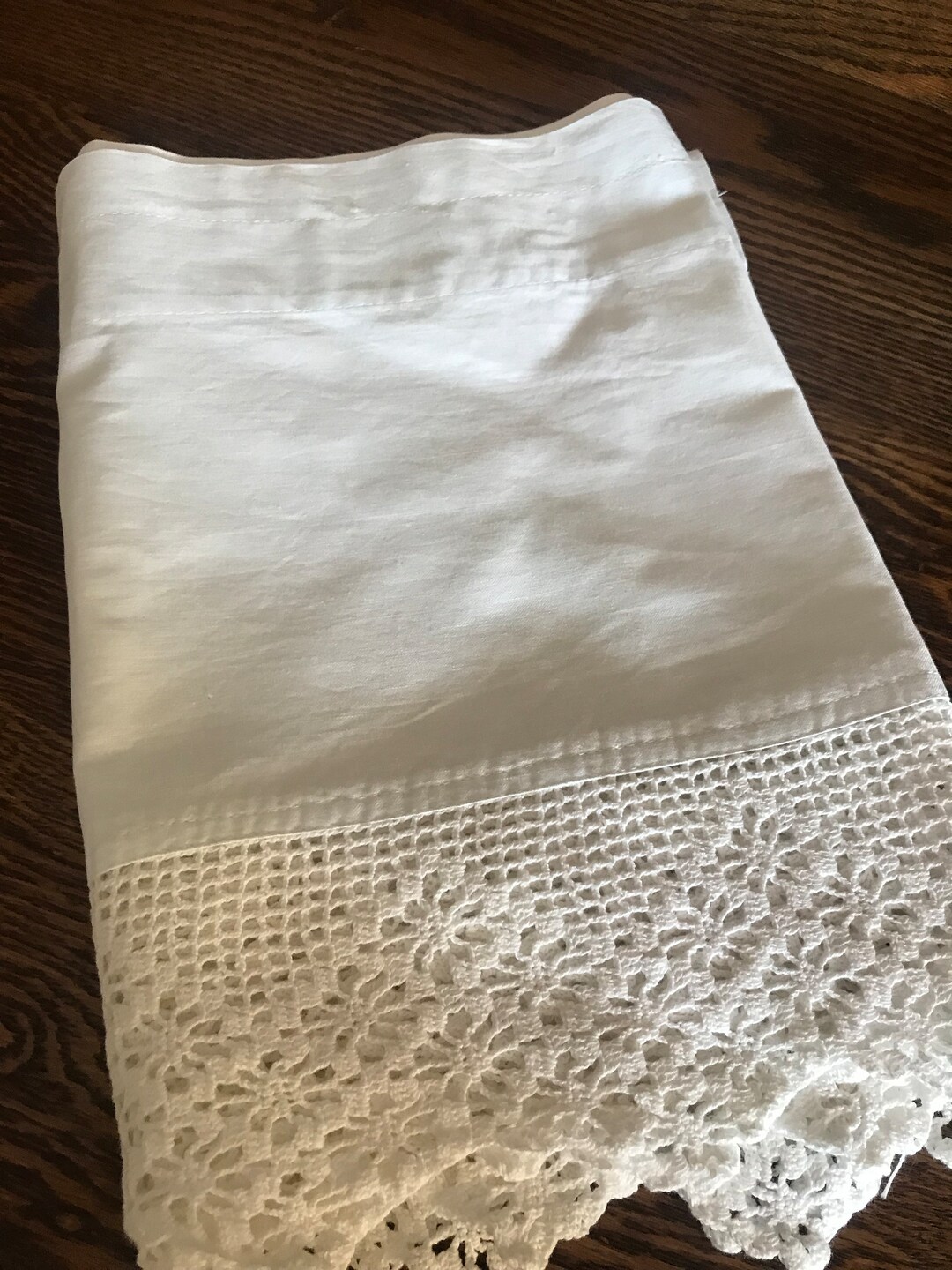 Vintage White Cotton Window Valance With a 3 1/2 Inch Crochet Etsy