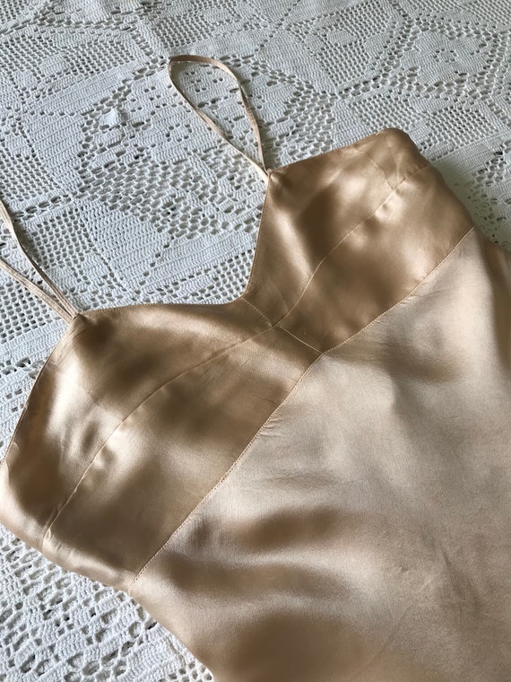 Vintage Salmon Silk Teddy, 1930s Boudoir Silk Chem