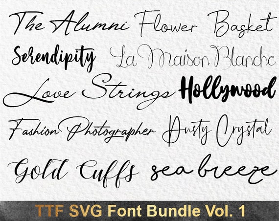 Download Svg Font Bundle Cricut Silhouette Fonts Cursive Fonts Etsy