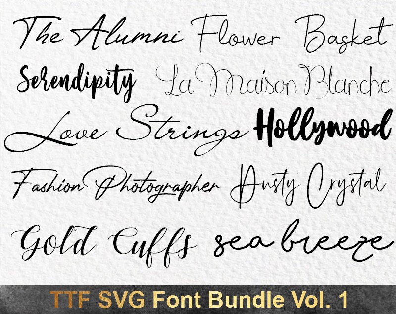 Download Svg Font Bundle Cricut Silhouette Fonts Cursive Fonts Etsy