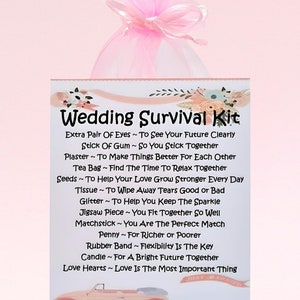 Kit di sopravvivenza per matrimonio (rosa) ~ Un regalo di nozze unico e divertente e un ricordo / Unione civile / Regalo di nozze personalizzato