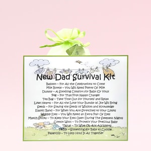New Dad Survival Kit ~ Leuk nieuw cadeau en kaartalternatief | Aandenken | Gefeliciteerd | Aanstaande ouders | Nieuwe baby | Cadeau kraamcadeau