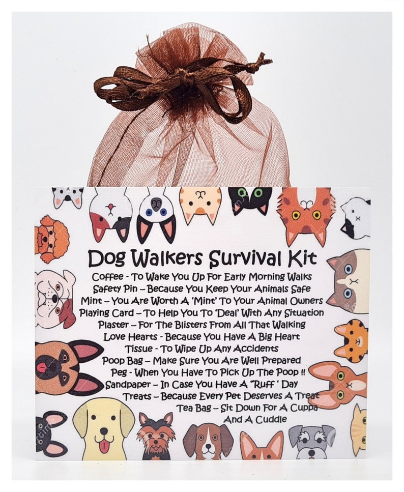 Dog Walker's Survival Kit Fun Novelty Gift & Card Birthday Present Greeting Cards Personalised Gift for a Dog Walker Thank You image 5