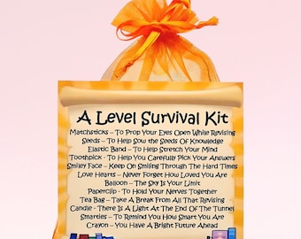 A Level Survival Kit ~ Fun Novelty Gift and Card Alternative | Good Luck Present | Good Luck Greetings Card & Keepsake | Exam Survival Kit