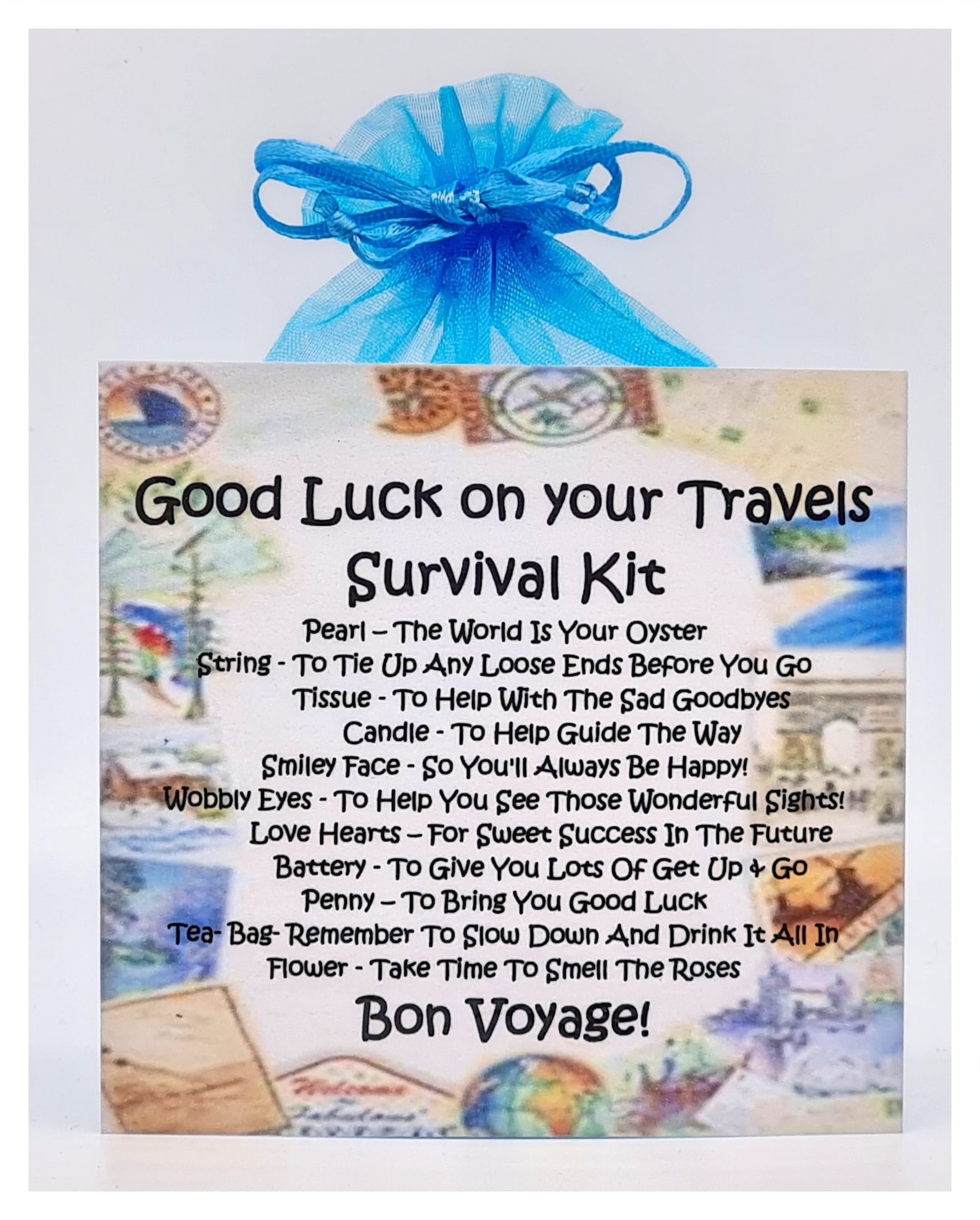 Good Luck on Your Travels Survival Kit Fun Novelty Gift Good Luck