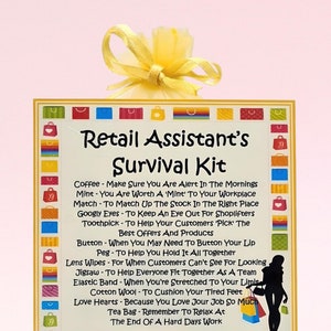 Kit de sobrevivência do assistente de varejo ~ Presente de novidade divertido e alternativa de cartão | Presente de aniversário | Cartões comemorativos | Obrigado | Presente personalizado