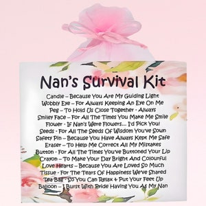 Kit de sobrevivência da vovó ~ Presente e cartão divertidos e inovadores | Presente de aniversário | Cartões comemorativos | Lembrança personalizada para a vovó | Presente de dia das mães