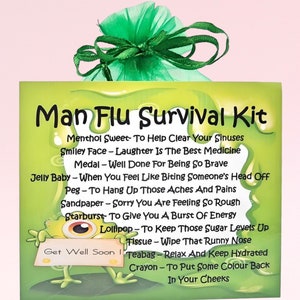 Kit de survie contre la grippe pour homme ~ Alternative amusante au cadeau et à la carte | Cadeau d'anniversaire | Cartes de voeux | Cadeau personnalisé unique pour lui