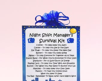 Night Shift Manager's Survival Kit ~ Fun Novelty Gift & Card Alternative | Birthday Present | Greeting Cards | Personalised Gift