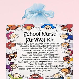 Kit de sobrevivência para enfermeiras escolares ~ Presente e cartão divertidos e inovadores | Presente de aniversário | Cartões comemorativos | Obrigado | Presente personalizado para enfermeiras escolares