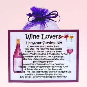 Wine Lovers Hangover Survival Kit ~ Fun Novelty Gift & Card Alternative | Birthday Present | Greeting Cards | Personalised Keepsake