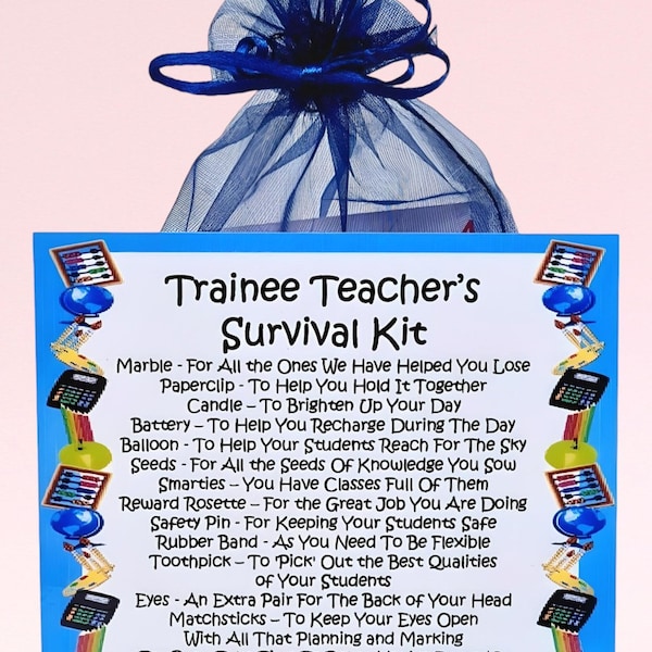 Trainee Teacher's Survival Kit ~ Fun Novelty Gift & Card | Birthday Present | Greeting Cards | Personalised Thank You Teacher Gift