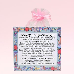 Kit de survie pour tuteur (rose) ~ Cadeau et carte fantaisie | Cadeau d'anniversaire | Cartes de voeux | Cadeau personnalisé pour professeur | Merci