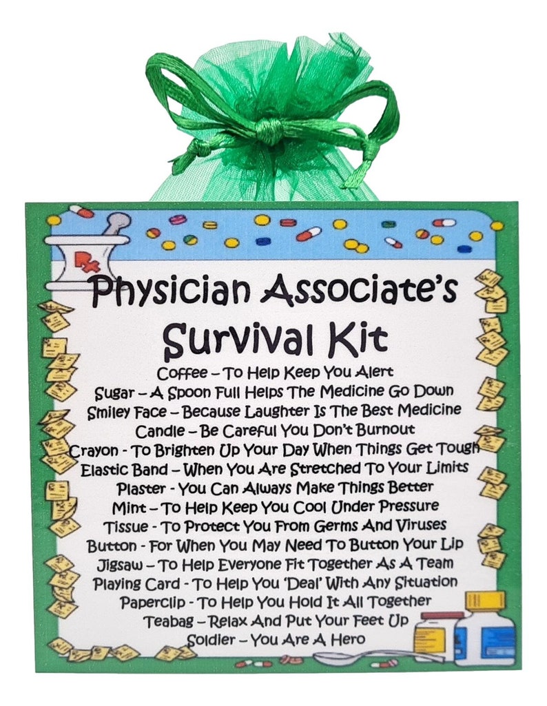 Physician Associate's Survival Kit ~ Fun Novelty Gift & Card | Birthday Present | Greeting Cards | Thank You |Personalised Gift | Keepsake