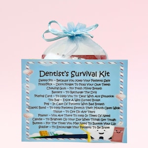 Trousse de survie pour dentiste ~ alternative amusante au cadeau et à la carte | Cadeau d'anniversaire | Cartes de voeux | Souvenir | Cadeau personnalisé pour un dentiste