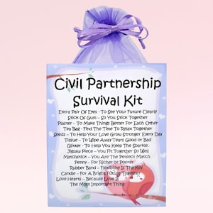 Civil Partnership Survival Kit ~ Unique Fun Novelty Wedding Gift & Greetings Card | Civil Partnership | Personalised Keepsake | Wedding Gift