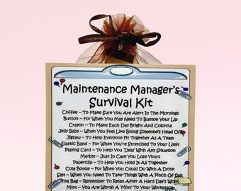 Maintenance Manager's Survival Kit ~ Fun Novelty Gift & Greetings Card Alternative | Birthday Present | Greeting Cards | Personalised Gift