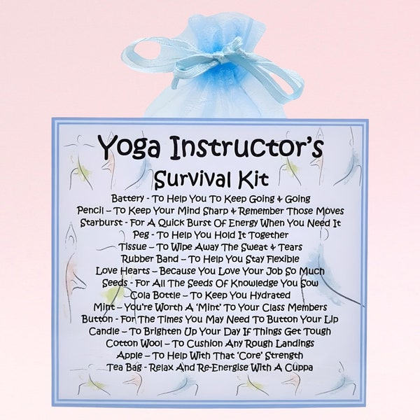 Yoga Instructor's Survival Kit ~ Fun Novelty Gift & Card Alternative | Birthday Present | Greeting Cards | Unique Personalised Gift