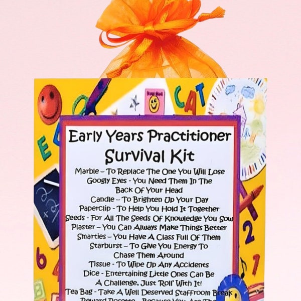 Early Years Practitioner Survival Kit ~ Fun Novelty Gift & Card | Birthday Present | Greeting Cards | Personalised Teacher Gift | Keepsake