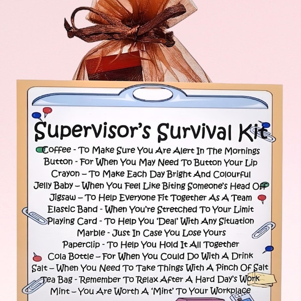 Supervisor's Survival Kit ~ Fun Novelty Gift & Card Alternative | Birthday Present | Greeting Cards | Personalised Gift for a Supervisor